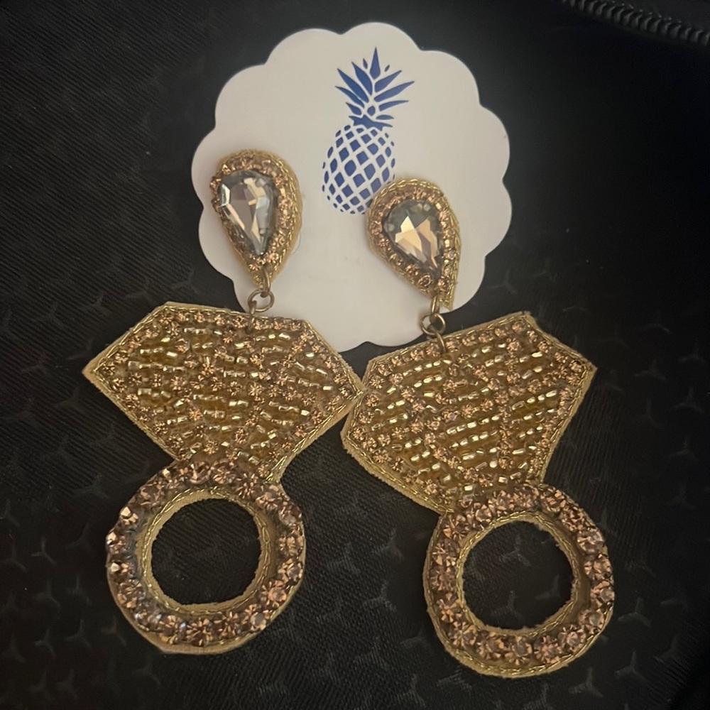 Gold Diamond Ring Earrings